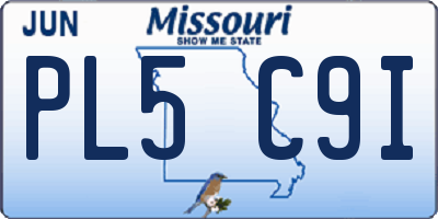 MO license plate PL5C9I