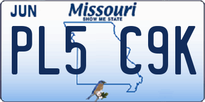 MO license plate PL5C9K