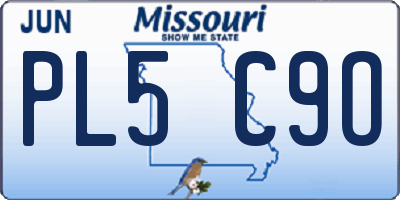 MO license plate PL5C9O