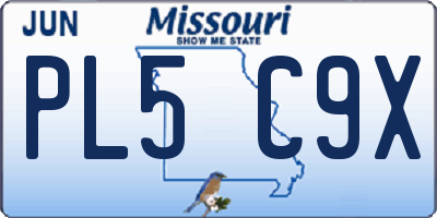 MO license plate PL5C9X