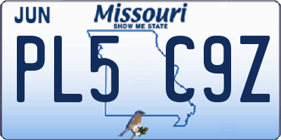 MO license plate PL5C9Z