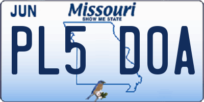 MO license plate PL5D0A