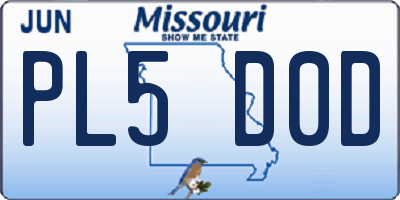 MO license plate PL5D0D