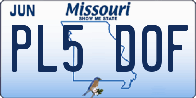 MO license plate PL5D0F