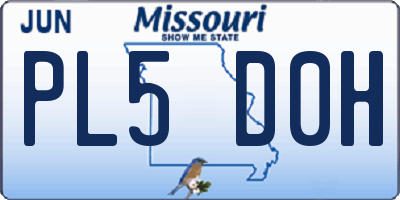 MO license plate PL5D0H