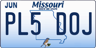 MO license plate PL5D0J