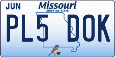 MO license plate PL5D0K