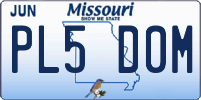 MO license plate PL5D0M