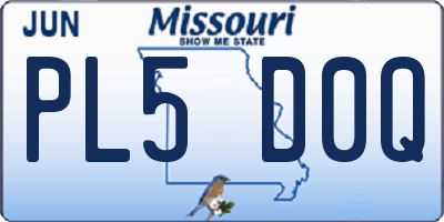 MO license plate PL5D0Q