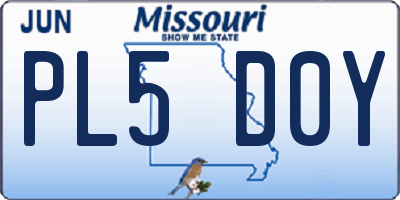 MO license plate PL5D0Y