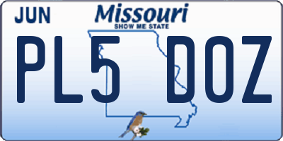 MO license plate PL5D0Z