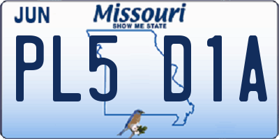 MO license plate PL5D1A