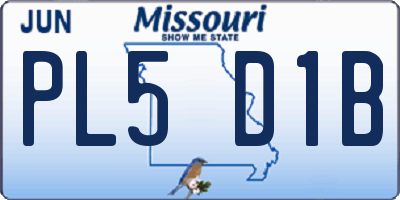 MO license plate PL5D1B
