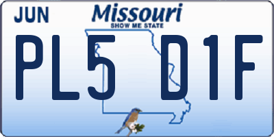 MO license plate PL5D1F