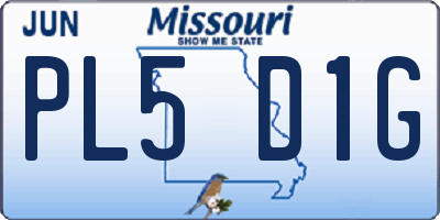 MO license plate PL5D1G