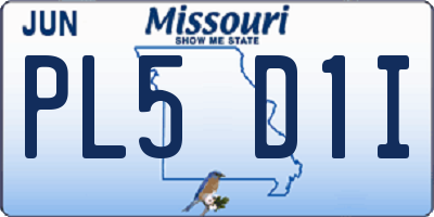 MO license plate PL5D1I