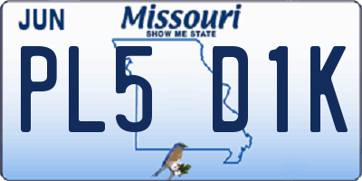 MO license plate PL5D1K