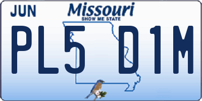 MO license plate PL5D1M