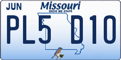 MO license plate PL5D1O
