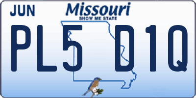 MO license plate PL5D1Q