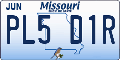 MO license plate PL5D1R