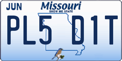 MO license plate PL5D1T