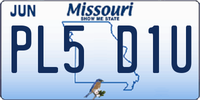 MO license plate PL5D1U