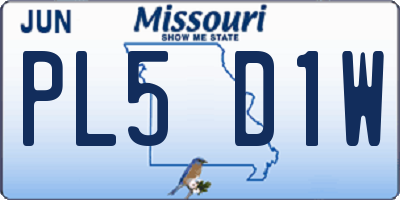 MO license plate PL5D1W