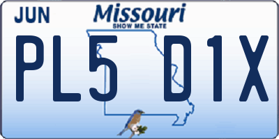 MO license plate PL5D1X