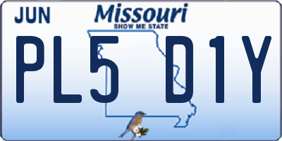 MO license plate PL5D1Y