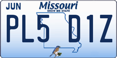MO license plate PL5D1Z