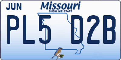 MO license plate PL5D2B