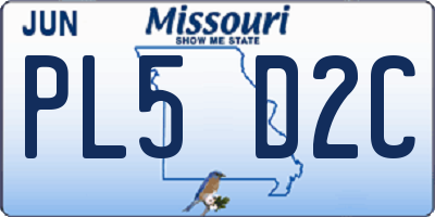 MO license plate PL5D2C