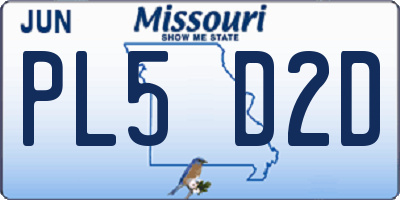 MO license plate PL5D2D