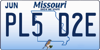 MO license plate PL5D2E