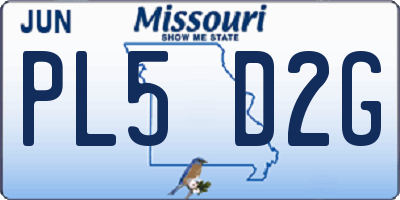 MO license plate PL5D2G