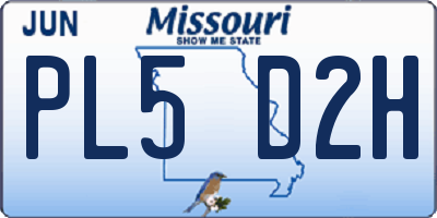 MO license plate PL5D2H