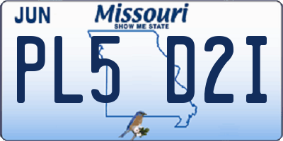 MO license plate PL5D2I