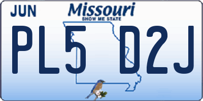 MO license plate PL5D2J