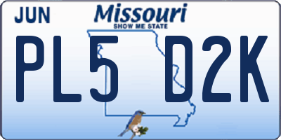 MO license plate PL5D2K