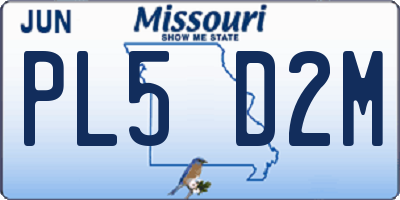 MO license plate PL5D2M