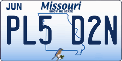 MO license plate PL5D2N
