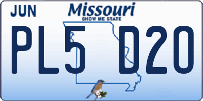 MO license plate PL5D2O