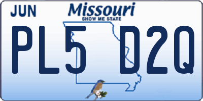 MO license plate PL5D2Q