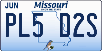MO license plate PL5D2S