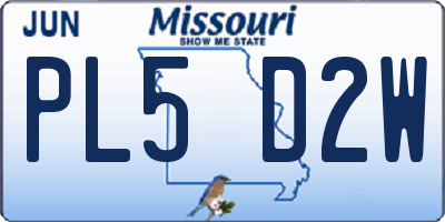 MO license plate PL5D2W