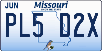 MO license plate PL5D2X