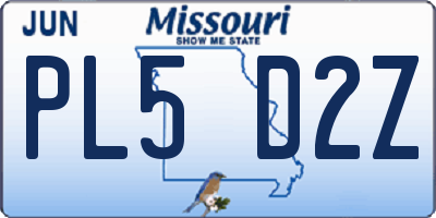 MO license plate PL5D2Z