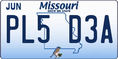 MO license plate PL5D3A