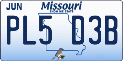 MO license plate PL5D3B